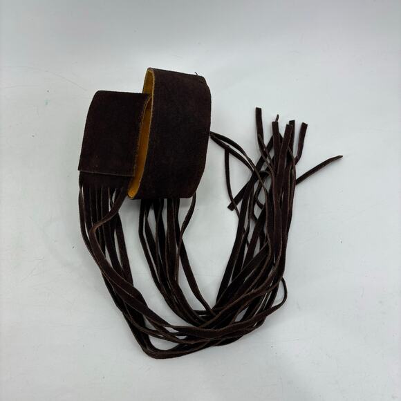 Womens Brown Suede Fringe Belt One Size Two Tone Casual Tie - Picture 11 of 11